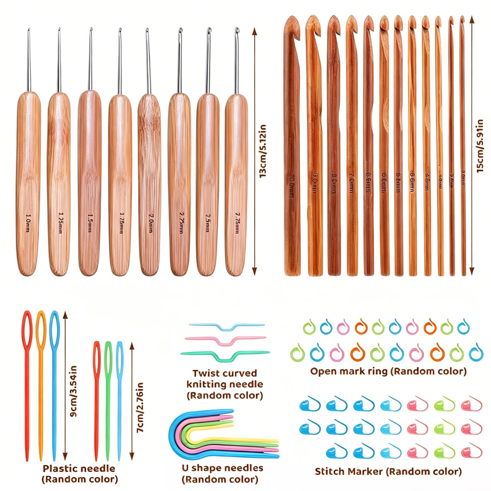 74pcs Bamboo Crochet Hooks Set - đánh giá và giá Tool Set