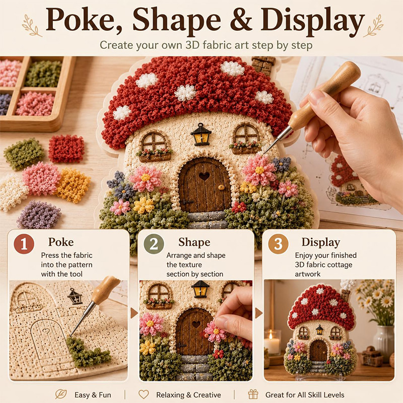 3D Mushroom House Poke Art DIY - đánh giá và giá Tool Set